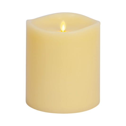 Luminara Grand Pillar Flameless LED Candle, Ivory 6.25" x 7", Battery Operated Real Wax w/Timer, Moving Flame, Realistic Unscented Home Decor Safe