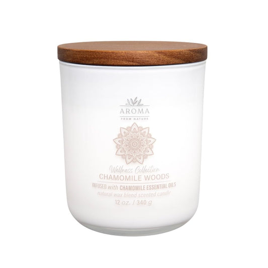House of Velas, Aroma from Nature Wellness Collection Candle, 12 oz, 2 Cotton Wicks, Chamomile Woods, Large Painted Jar