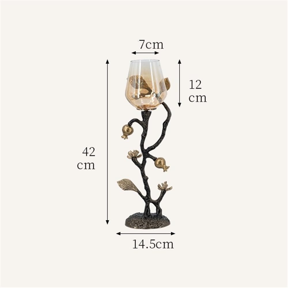 Candlesticks Home Creative candle holder Ornaments Retro Table Decoration Metal Glass Candle Holder Decorative candle holder(Large)