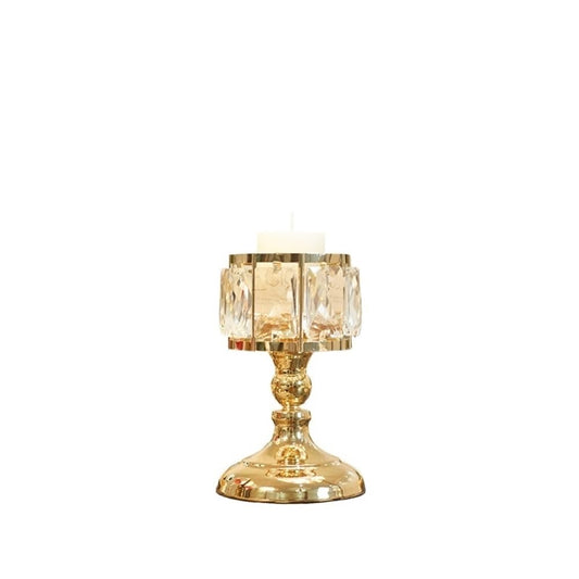 Candlestick Holders Simple Iron Glass Candlestick Modern Table Decoration Ornaments Candle Holder Candle Holders(Gold,Small)