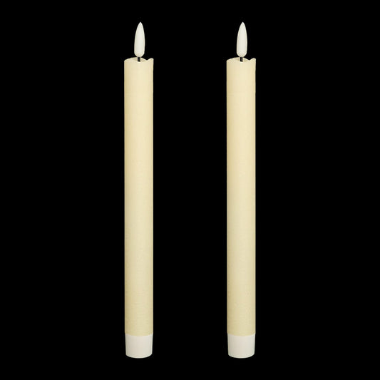 Wondise Ivory Flameless Taper Candles with 6HRS Timer, 2 Pack Battery Operated LED Flickering 3D Flame Real Wax Candles for Christmas Thanksgiving Fireplace Halloween Decorations