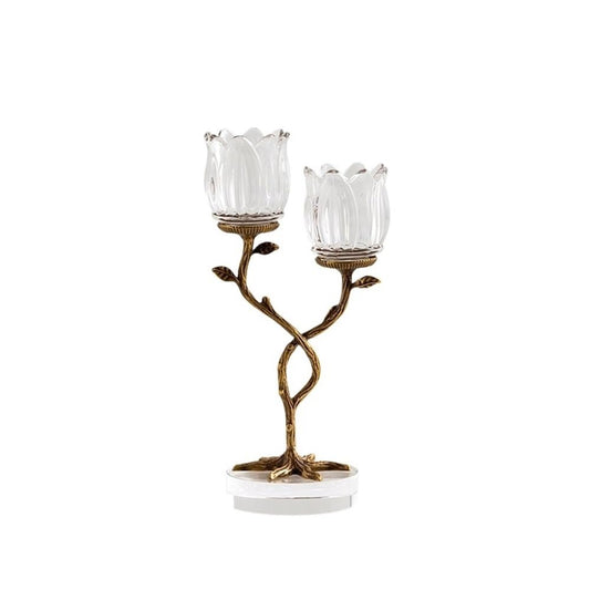 Candlesticks Light luxury creative home brass crystal glass candle holder entrance table advanced ornaments aromatherapy candle holder Decorative candle holder