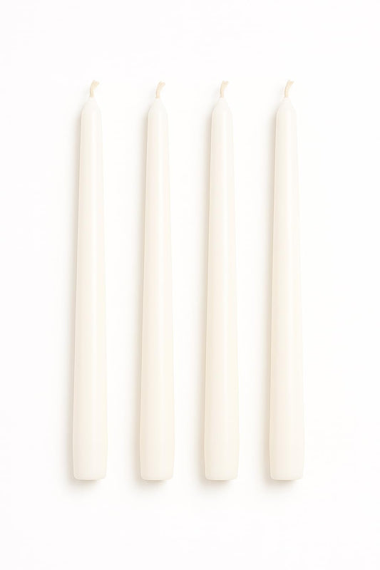 Dinil White Taper Candles - 110 Inch Unscented Dripless Smokeless Candlesticks Set of 4 | Perfect for Fall, Halloween, Thanksgiving, Dinner, Wedding and Party Decoration