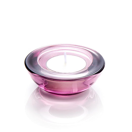 ELIVIA Red Tealight Candle Holders - Set of 12, Round Chunky Glass Candle Holder, 3" Diameter - CH01 - Aubergine Purple