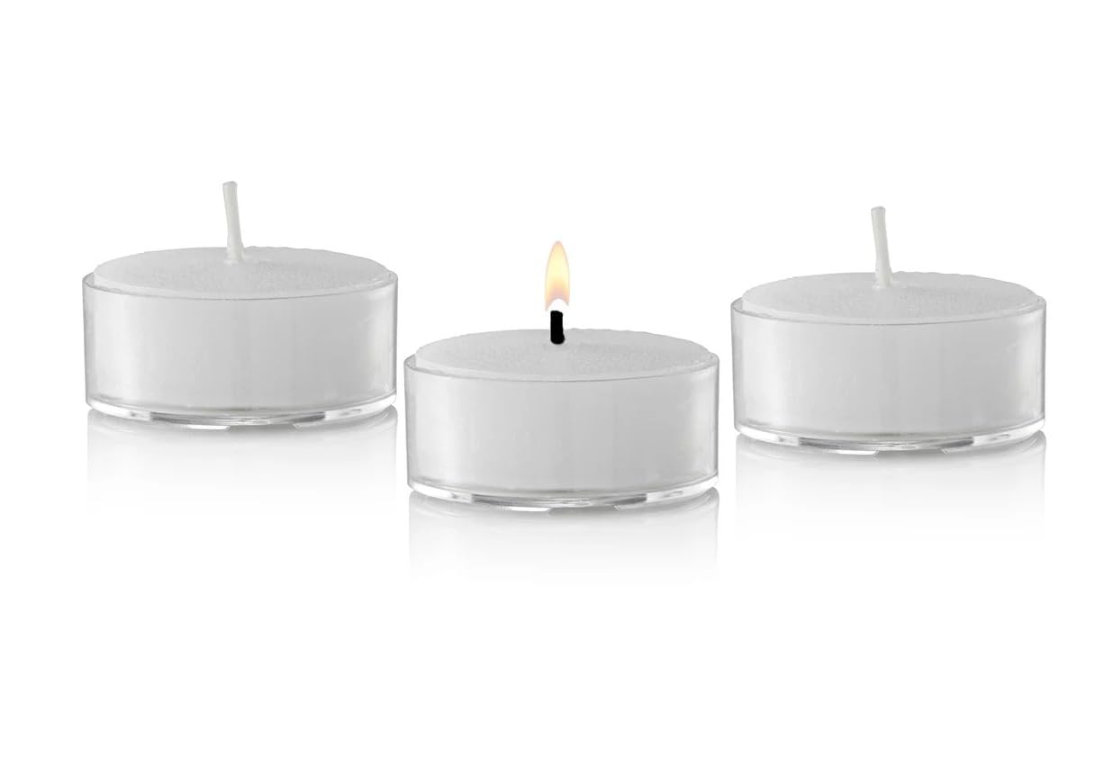 D’Light Online Clear Cupped 5 Hours Unscented White Tealight Candles in Clear Plastic Cups for Home Decor, Wedding, Holiday, Shabbat, Restaurants, Spa or as a Emergency Candle - Set of 500