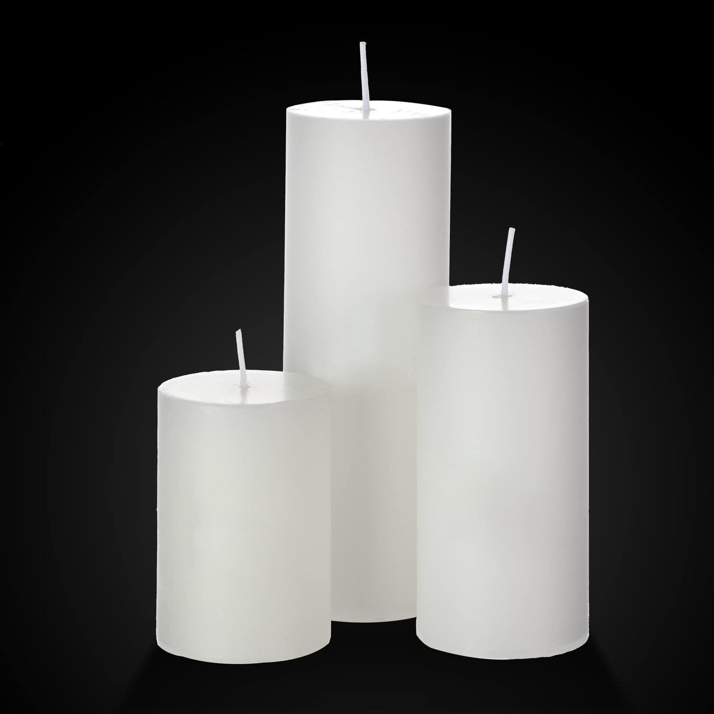 Shihanee 36 Pcs Pillar Candles and Glass Cylinder Vases Tall Cylinder Holders for Pillar Candles Wedding Centerpieces, Total 18 Sets(2.6'' X 4.7'', 5.9'', 7.9'',Clear,White)