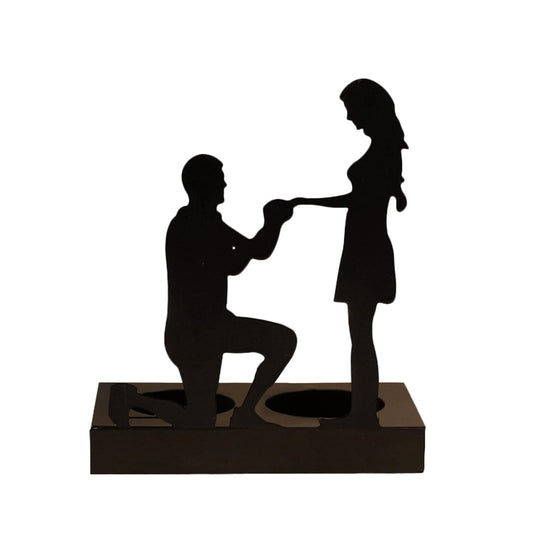 Handcrafted Iron Sculpture Candlestick Ornament, Romantic Couple Statue For Anniversaries, Decorative Modern Sculptures, Wedding Decoration Anniversary Ornament Figurine for Couples Valentine (A)