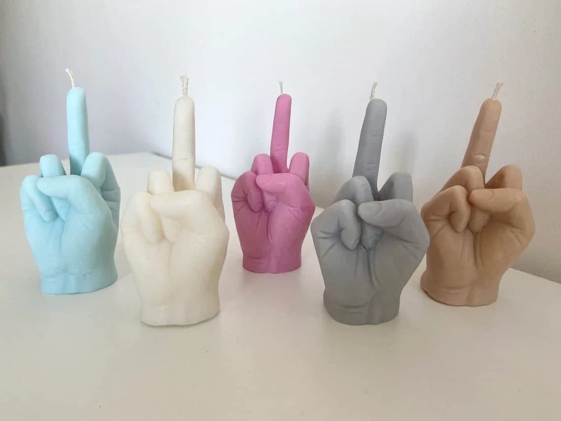 Middle Finger Candle, Homemade soy candle, Hand Fuck Candle, Teen Room Decor Candle, Funny Aeshetic Candle, Hippie Candle (White, GREEN TEA)