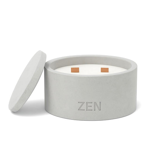 Zen Concrete Candle with Lid – Jasmine Rose Ylang Floral – 100% Beeswax, Minimalist Jar, Wooden Wick, Reusable Container Plant Pot Storage – Luxury-Inspired (Gray, Medium, JAD)
