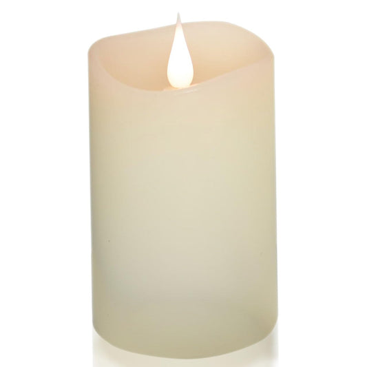 ENKINDDLE Flameless Candles with Timer, 3D Moving Flame LED Pillar Candle, Real Wax Flickering Candle, Battery Operated, Ivory 3"x5" for Table Centerpiece & Home Décor