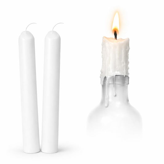 Funny Guy Mugs Drip Candles – 3 Pack White Dripping Wax Candles, 6.5” Unscented Tapers for Bottle Drip Décor & Statement Centerpiece