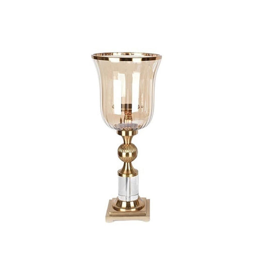 Candle Holders European Style Iron Candle Holder with Glass Lid, Creative Table Decoration Candle Holder Decorative Candlestick(Small)