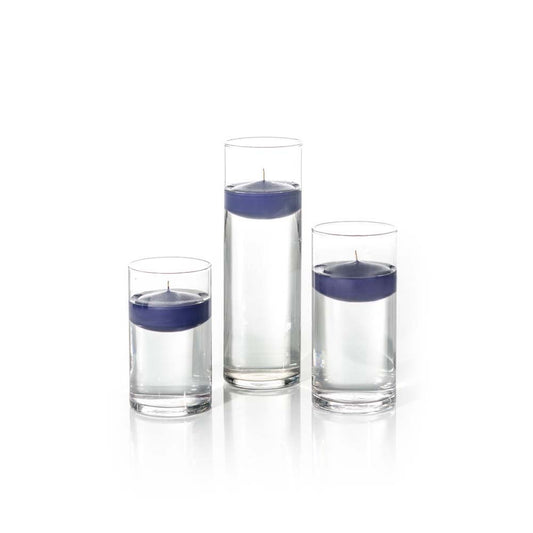 yummi Set of 18 Floating Candles and Cylinder Vases - Navy Blue