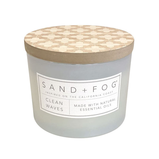 Sand + Fog Scented Candle - Clean Waves – Additional Scents and Sizes – 100% Cotton Lead-Free Wick - Luxury Air Freshening Jar Candles - Perfect Home Decor – 12oz