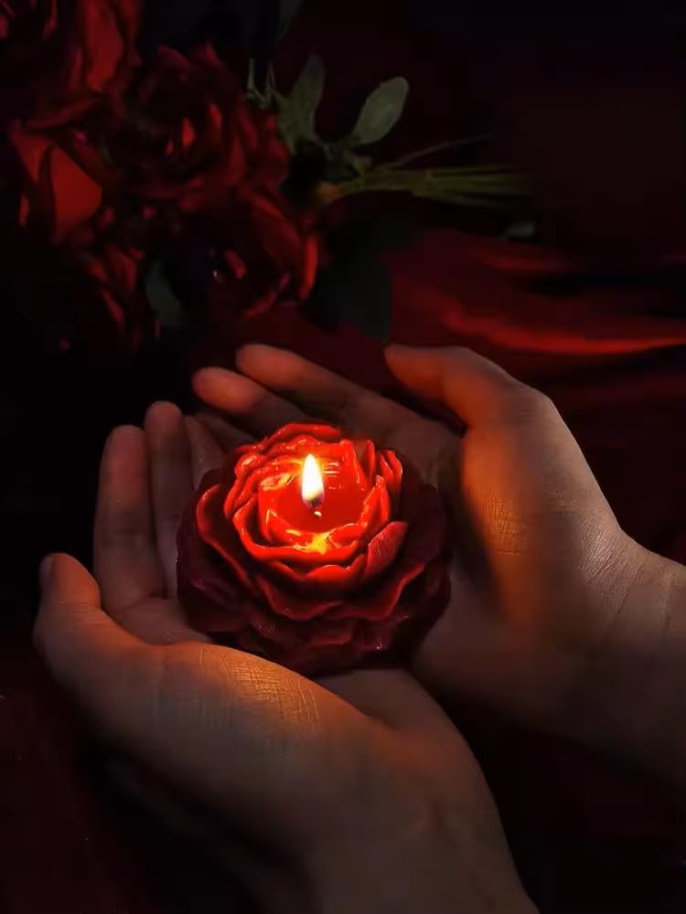 Romantic Low Temperature Oil Candles for Couples - Safe & Sensual Wax Candles to Set The Mood (2, Cherry Red (Rose Scent))