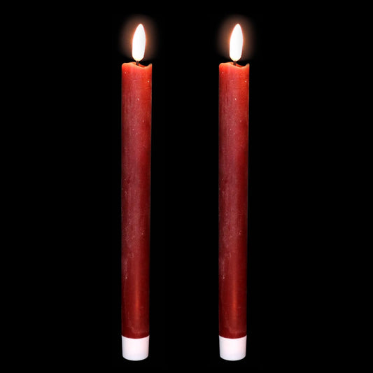 Wondise Flameless Taper Candles with Timer, 2 Pack Battery Operated Flameless Flickering Candles Real Wax Burgundy LED Candle for Christmas Wedding Dinner Decorations