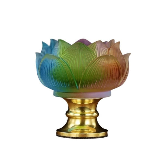 YUHUAWF Candle Holderss Ancient Glass Candlestick Household High Foot Lotus Candle Holder Decoration Decorative Candlestick(Multi-Colored)