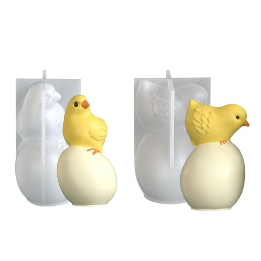 Gythara 2 pcs 2 Styles 3D Chicken with Egg Theme Silicone Candle Molds Lovely Animal Cartoon Molds for DIY Party Epoxy Resin Plaster Casting Soap Candle Craft Making Decor