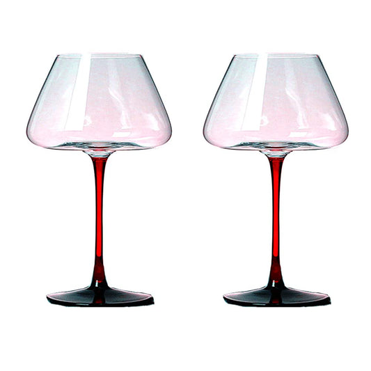 GAOGAO Huge Burgundy Wine Glasses Red Bottom Super Transparent Crystal Glass Goblet Set of 2 (720 ml)