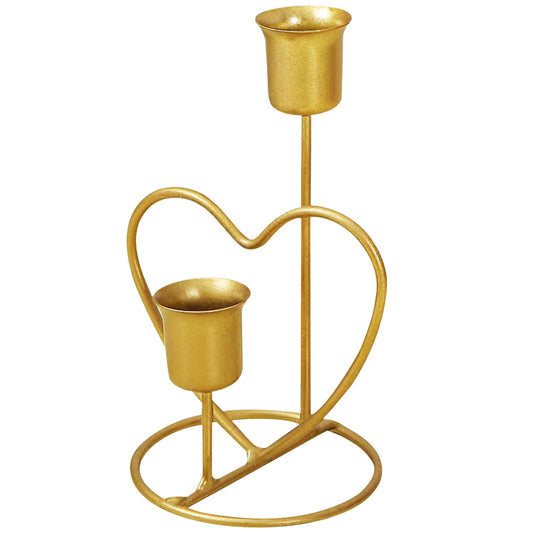 Gold Candle Holders Candlestick Holders Candle Stand Metal Vintage Heart Table Decorations for Wedding Birthday Dinner Party