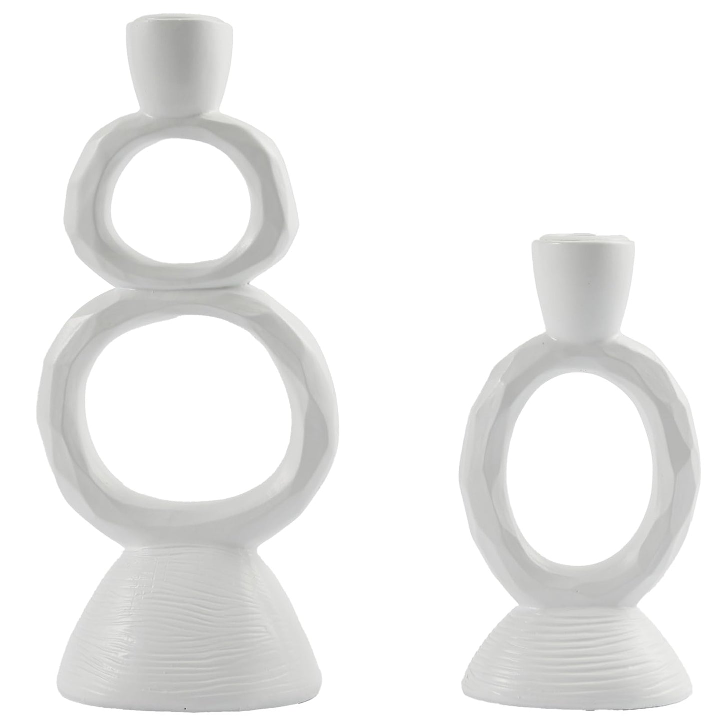 White Taper Candle Holders for Candlesticks, Unique Decorative Candlesticks Holder Home Decor Set of 2 for Fall Thanksgiving Wedding Table Centerpiece Decorations, Modern Aesthetic Room Decor（Resin）