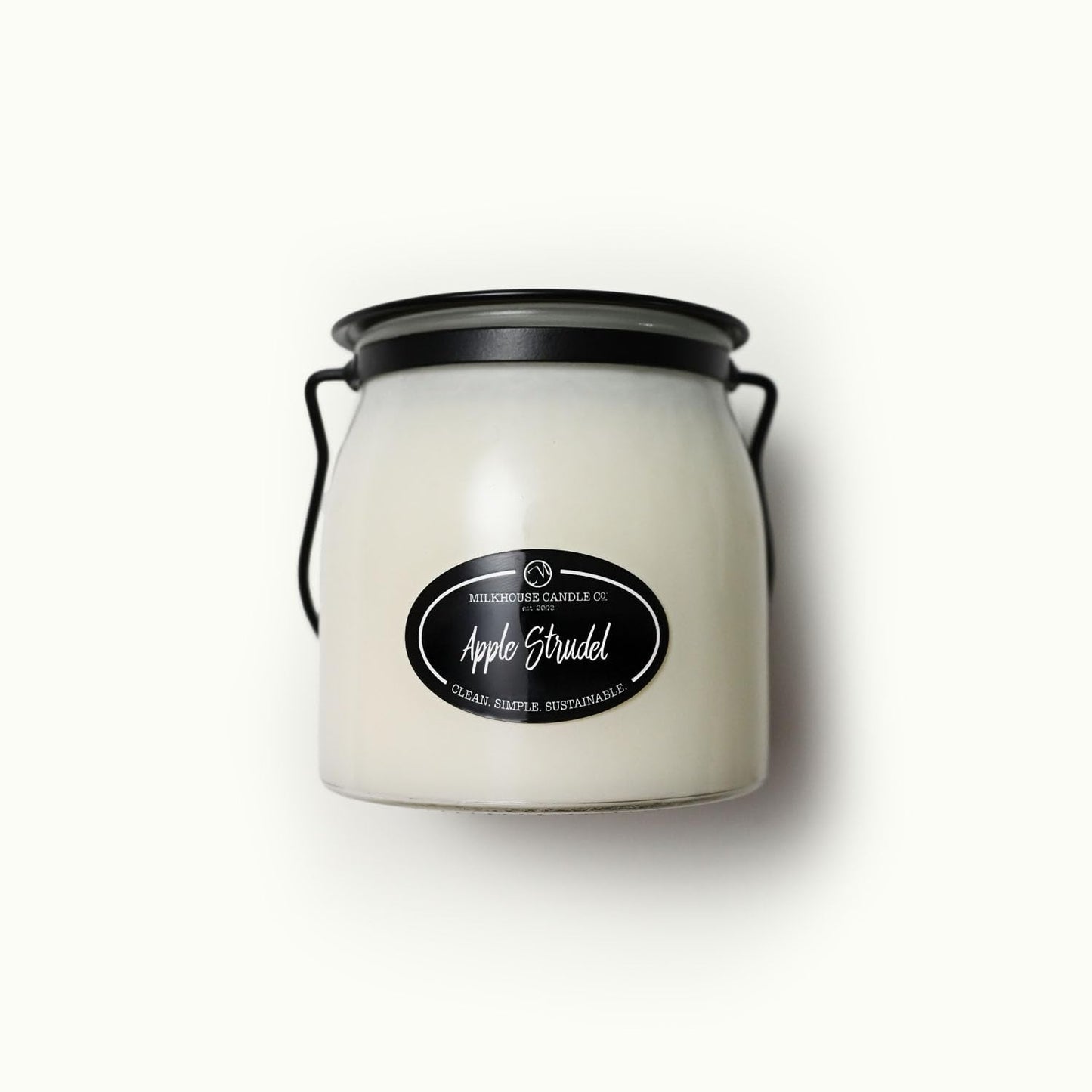Milkhouse Candle Company Apple Strudel Soy Candle - Cinnamon | Apple | Vanilla Scented - 16 oz Butter Jar with Lid, 65+ Hour Burn Time, Made in the USA
