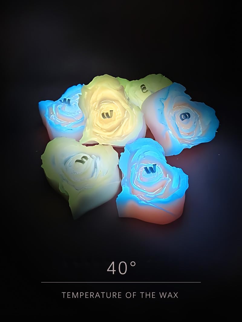 Glow in The Dark Heart Shaped Flower Candle,Low Temperature Body Safe Candle，40 Degrees Peony Flower Rose Scented Aromatherapy Drip Wax，Adult Couple Dating Play Wax (Pink White Luminous)
