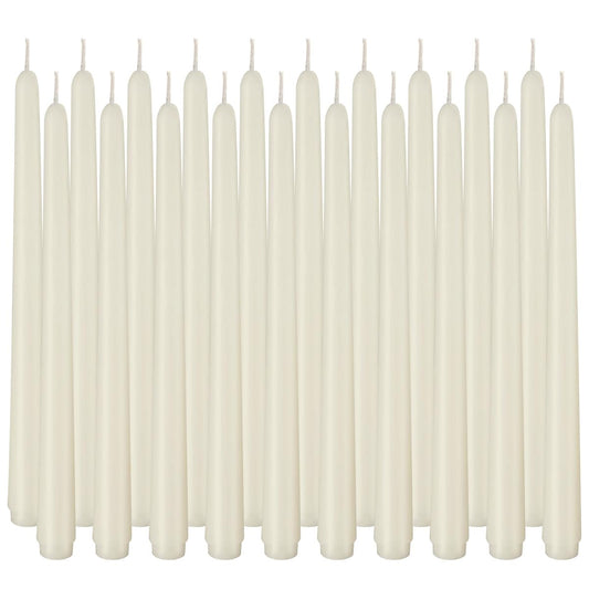 Ivory Taper Candles, Set of 20 Unscented and Smokeless 10 Inch Taper Candles Long Burning, Paraffin Wax with Cotton Wicks for Burning Approxinately 7-8 Hours Time