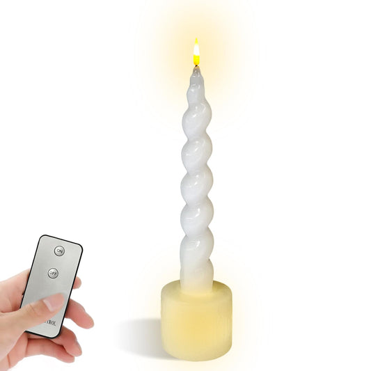 Gedengni Spiral Taper Candle LED Candlesticks, 7.5 Inch Flameless Tapered Candles Battery Candle Sticks Remote Twisted Candlestick for Dinner Holiday Wedding Party Housewarming-2D