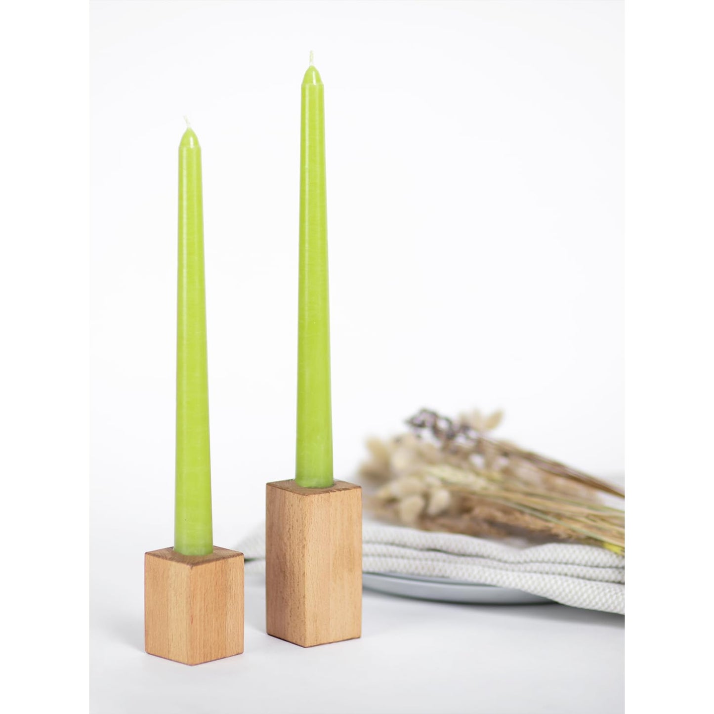 CANDWAX 10 inch Olive Taper Candles Set of 4 - Dripless Unscented Candlesticks - Perfect as Dinner Table Centerpiece Tapers or Household Decor