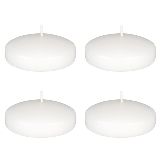 Mega Candles 4 pcs Unscented White Floating Candles, Hand Poured Wax Candle 3 Inch Diameter, Home Décor, Wedding Receptions, Occasions, Festivities, Events, Meditations, Tranquility, Spa