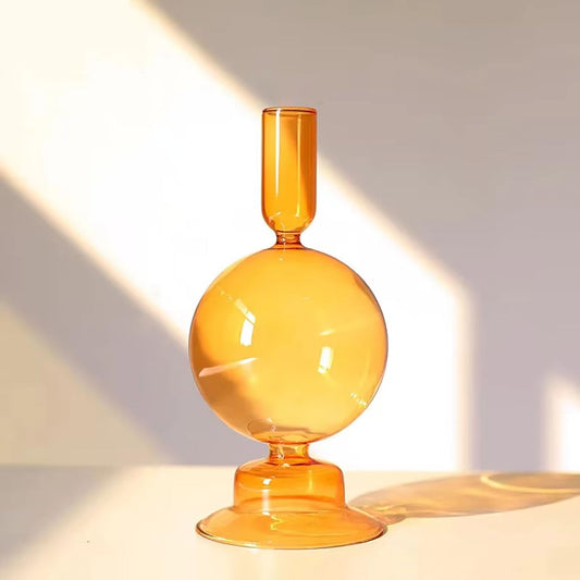 Modern Glass Candlestick Holder, Colorful Taper Glass Candle Holders, Vintage Candle Stick Holders for Party Centerpiece Decorations Boho Ornament
