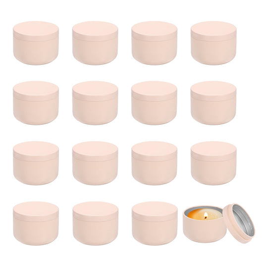 MECCANIXITY 3oz Candle Tins, 16pcs Metal Candle Tins Jars with Lids Round Empty Tin Can Containers Bulk for Storage Tea and Making DIY Arts Crafts Christmas Gifts, Pink