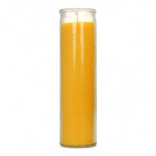 Prayer Candle 7 Day Yellow 8" Vela de Color Amarillo Unscented Pillar Candle in Glass