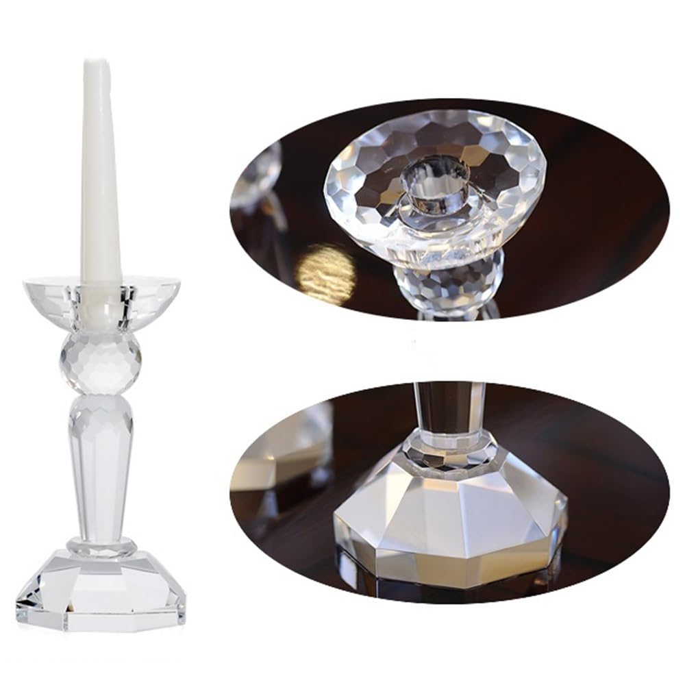 Candlestick Holders Creative Crystal Candlestick Elegant Candle Holder Centerpiece for Wedding, Church, Halloween, Dining, Home Decor Candle Holders(Large)