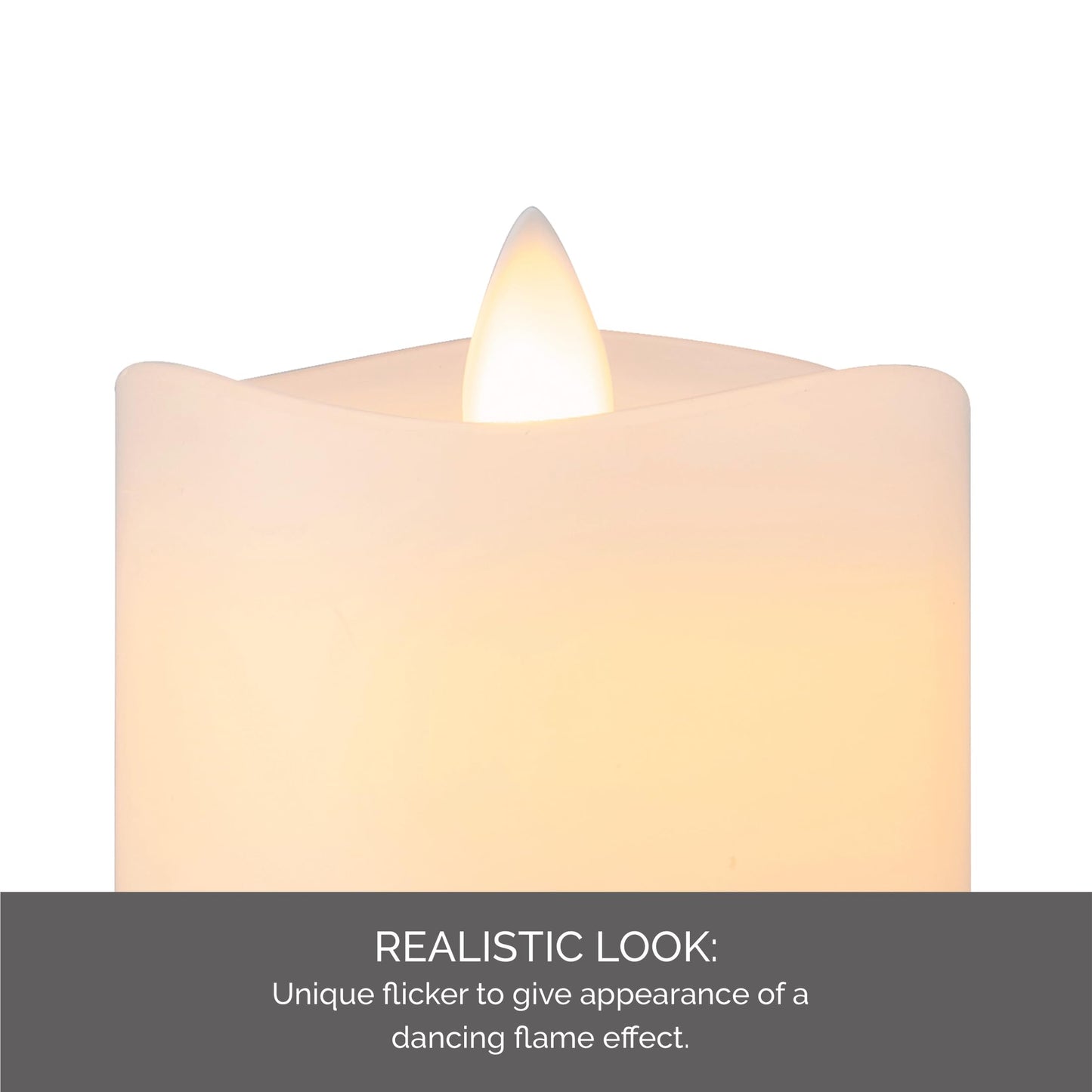 Mikasa LED Wax Pillar Candle, 3 x 6 Inch White Flameless Candle with Dancing Flame Effect, 5-Hour Timer, Battery Operated Candle for Home Decor and Table Decor