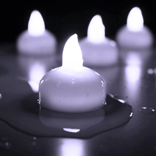 Novelty Place 24Pcs Waterproof Flameless Floating Tealights, LED Floating Candles Cool White Flickering Tea Lights - Battery Operated Candles Decoration for Wedding, Christmas, Party, Pool, Pond