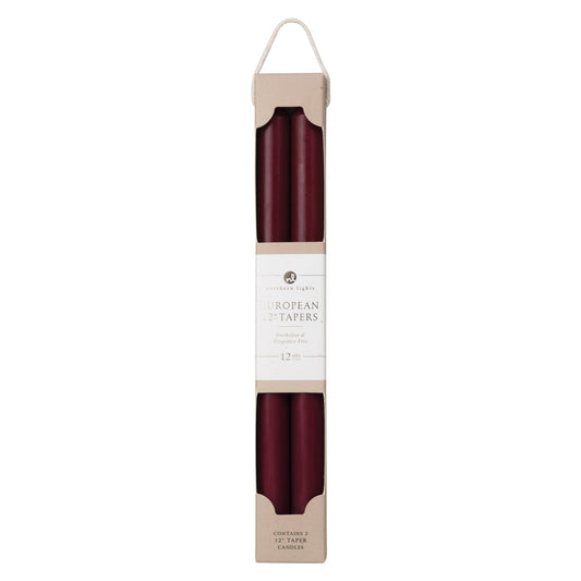 Northern Lights Candles - 12" 2PK Premium Tapers, Bordeaux - 72884