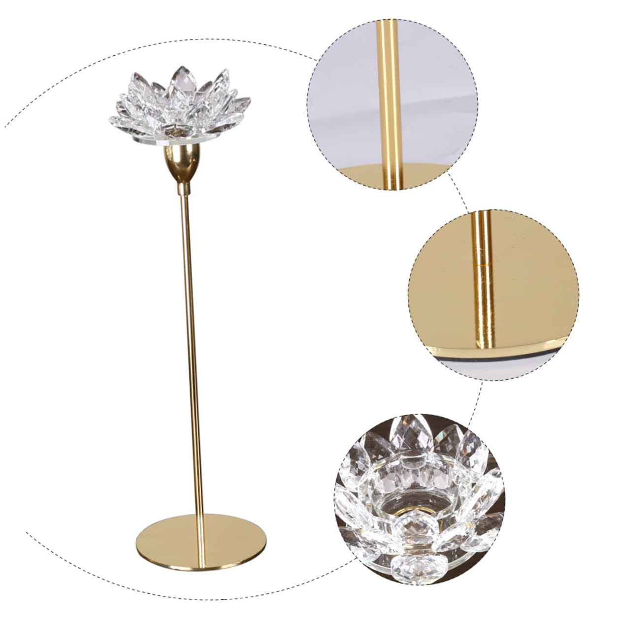 HOMSFOU Crystal Lotus Metal Candlestick Holder Small Modern Simple Wedding Candle Stand for Candlelight Dinner Table Decoration