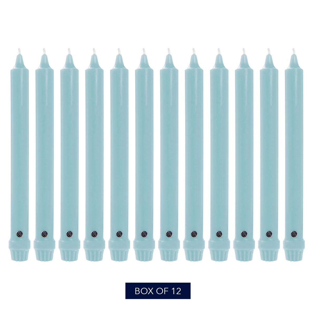 Colonial Candle Unscented Taper Candle, Classic Collection, Coastal Blue, 8 in, Pack of 12 - Up to 6 Hours Burn