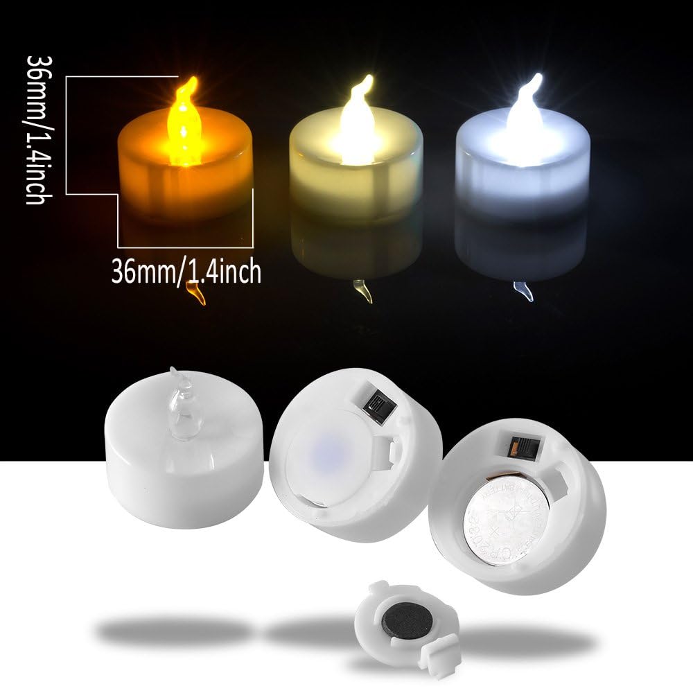 AGPTEK Timer Flickering Tea Lights,24 Pack Flickering LED Candles with Timer Battery-Operated Flameless Tealight Candles for Wedding Holiday Party Home Decoration-Warm White