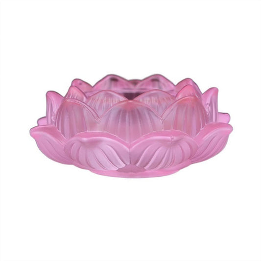 Candle Sleeve Holder Classical Colored Glazed Candle Holder Beautiful Lotus Candlestick Desktop Decorations(Pink)