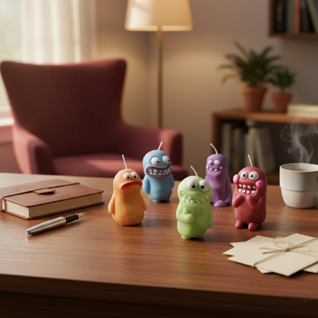 Cute Funny Clay Creature Candle with Natural Scents (Rose Ebony), Novelty Home Decor Gifts for Holidays, Birthdays, Party Favors, Natural Soy Wax, Relaxation and Mood Enhancement