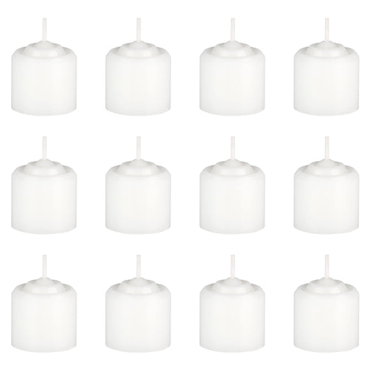Mega Candles 12 pcs Unscented White Votive Candles, Hand Poured Wax Candle 10 Hours 1.38 Inch x 1.5 Inch, Home Décor, Wedding Receptions, Centerpieces, Occasions, Events, Festivities, Meditations