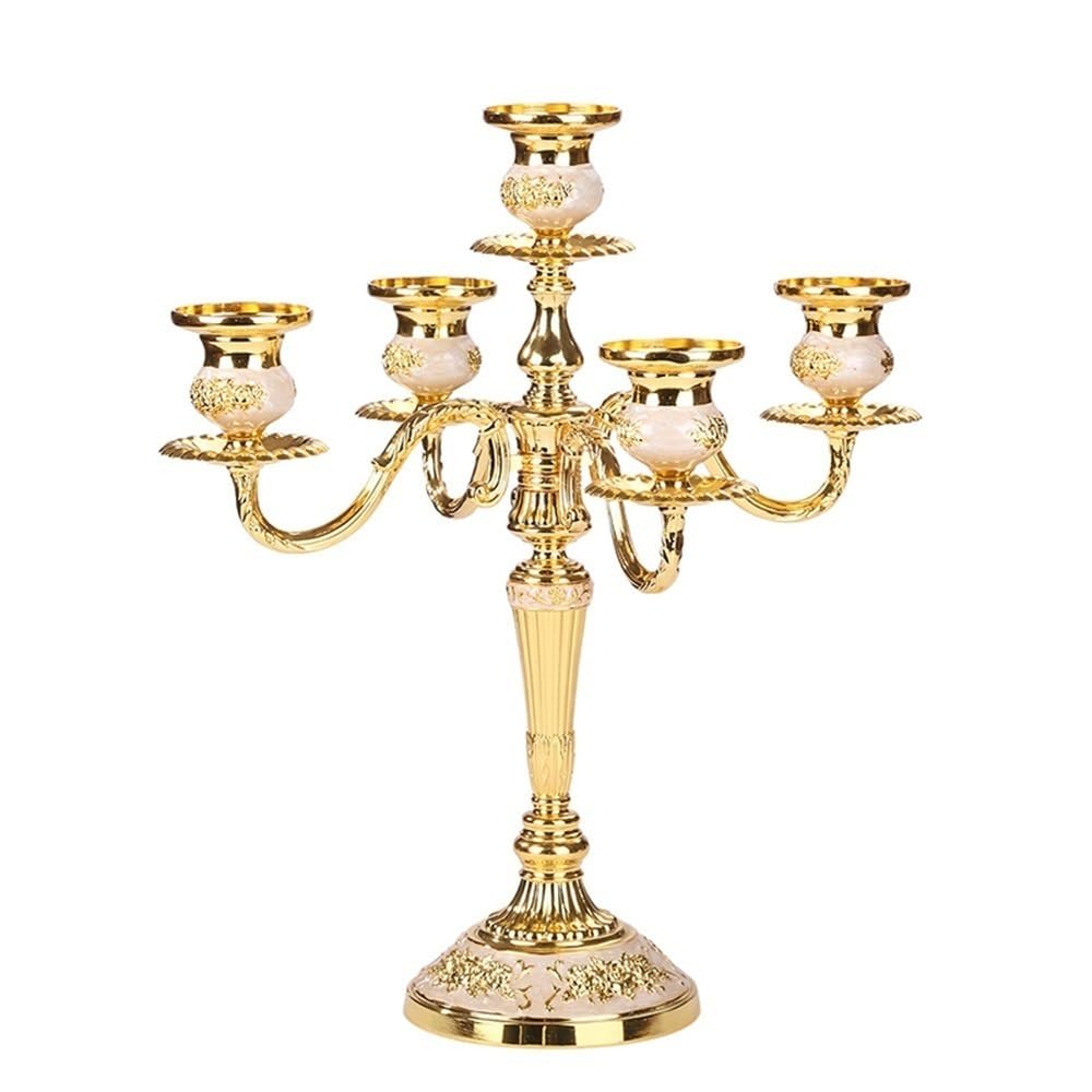 Desk Clock European Retro Five-Head Candle Holder Home Wedding Props Decorative Candlestick Alarm Clock for Bedroom