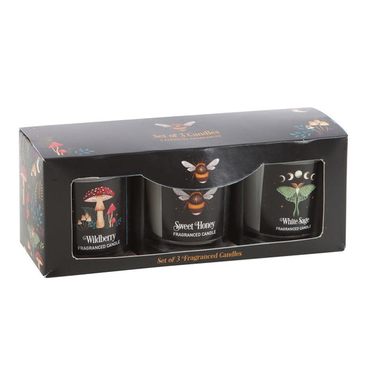 Mystical Woods Votive Candle Set: Enchanting Fragrances | Moonlit Forest Illustrations | Premium Quality Wax | Versatile Decor & Relaxation