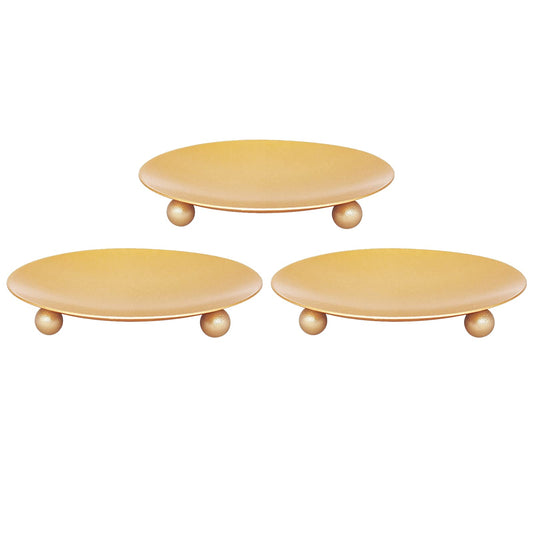 Candle Holder Decorative Iron Plate,Candle Stand for LED & Wax Candles,Spa,Bathroom,Weddings,4.33x0.78inch,Set of 3 (Gold)