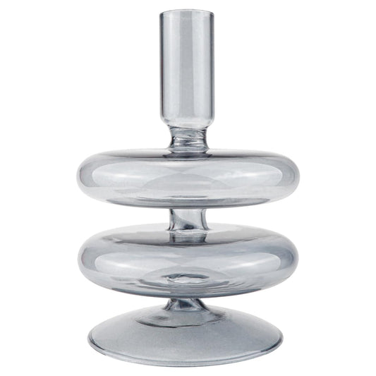LNQ LUNIQI Clear Glass Candle Holders Glass Taper Candle Holder Decorative Glass Candlestick Holders for Dining Table Centerpieces Wedding Church （Gray）
