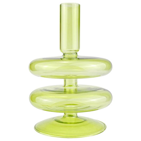 LNQ LUNIQI Clear Glass Candle Holders Glass Taper Candle Holder Decorative Glass Candlestick Holders for Dining Table Centerpieces Wedding Church （Light Green）