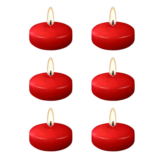 JEQUD Red Floating Candles, 2 inch, 6 Pack, Unscented, 5-6 Hours Long Burning, Wedding, Proposal Decorations